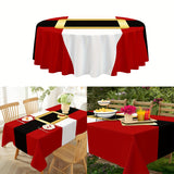 201124 1pc Festive Santa Round Tablecloth - Durable, Woven, Machine-Made Polyester with Vibrant Holiday Graphic - Ideal for New Year & Christmas Decorations, Home & Event Design, and Thoughtful Gift Idea