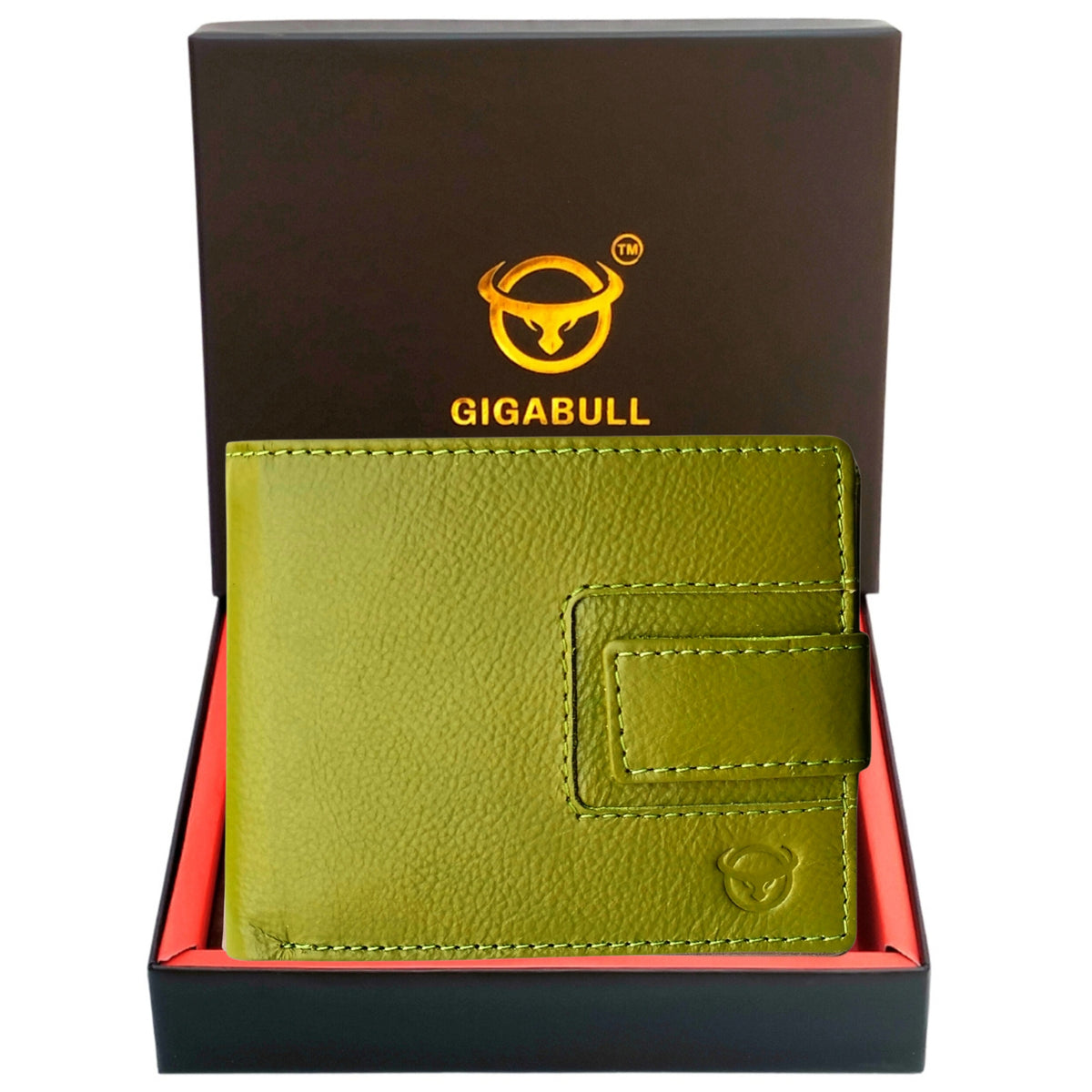 Green Color Blocking Leather Wallet With 9 Credit Card Slots & 2 Currency Compartments For Men's