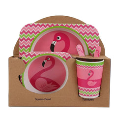 Multicolor & Style Bamboo Tableware Kids Dinning Printed Set Of 5