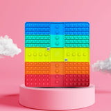 Wholesale New 12 x 12 Inch Dice Game Rainbow Bubble Pop It Silicone Stress Reliever Toy (Sold By Piece)