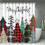 4pcs Christmas tree shower curtain decoration, beautiful housewarming gift, modern home decoration shower curtain set, waterproof shower curtain and toilet floor mat three piece set with 12 shower curtain hooks