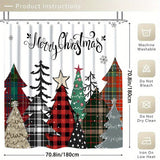 4pcs Christmas tree shower curtain decoration, beautiful housewarming gift, modern home decoration shower curtain set, waterproof shower curtain and toilet floor mat three piece set with 12 shower curtain hooks