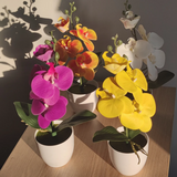 2307BA Bonsai Simulated Butterfly Orchid Artificial Potted Plant Desk Dining Table Home Office Vase Wedding Home Room Decoration Gift