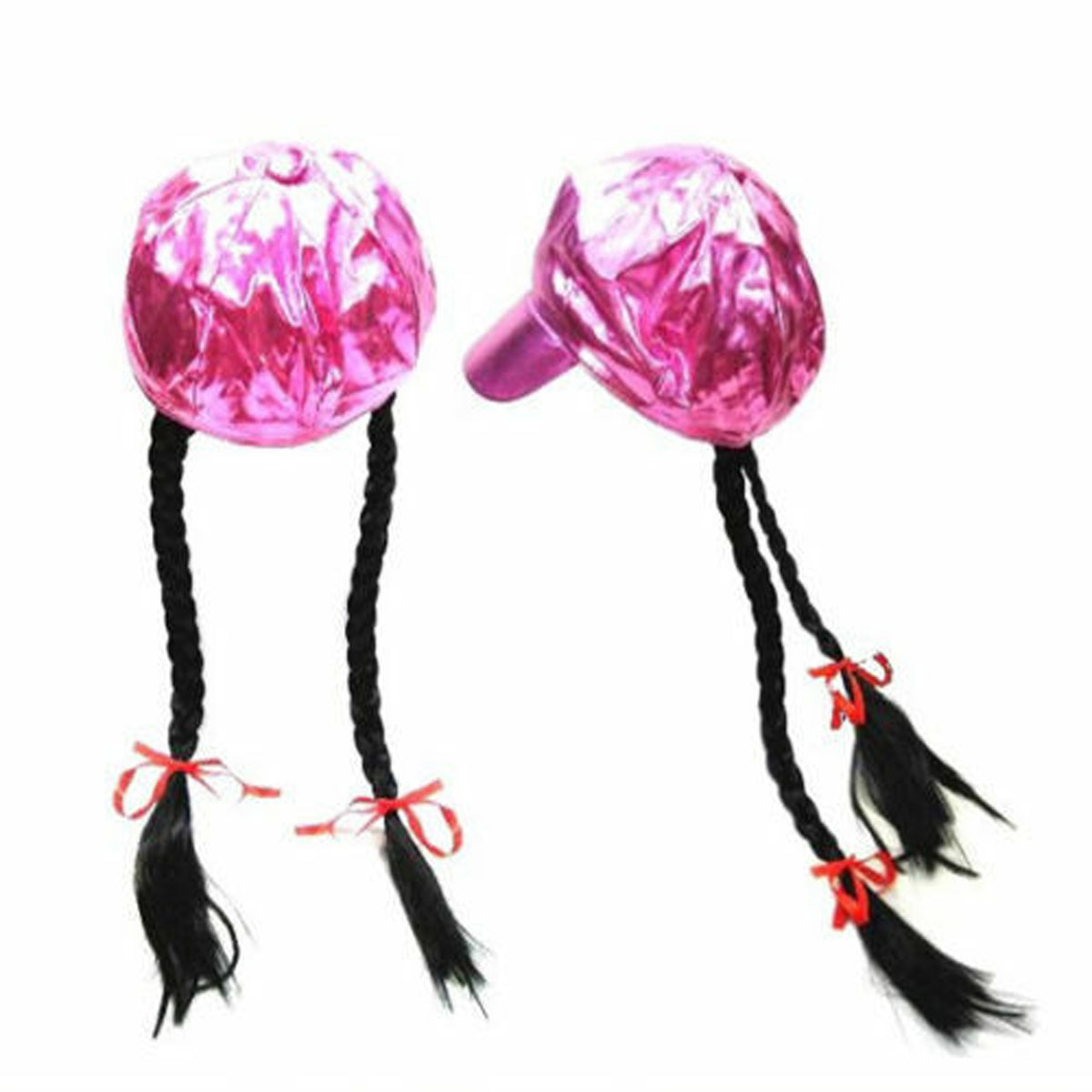 Women's Comfortable Pink Hat with Twin Braided Ponytail (MOQ-6)