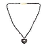 WHOLESALE Black Crystal Heart Shape Carved Necklace with Pendant - Sold by Piece