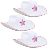 White Cowgirl Hats with Pink Sequin For Kids In Bulk