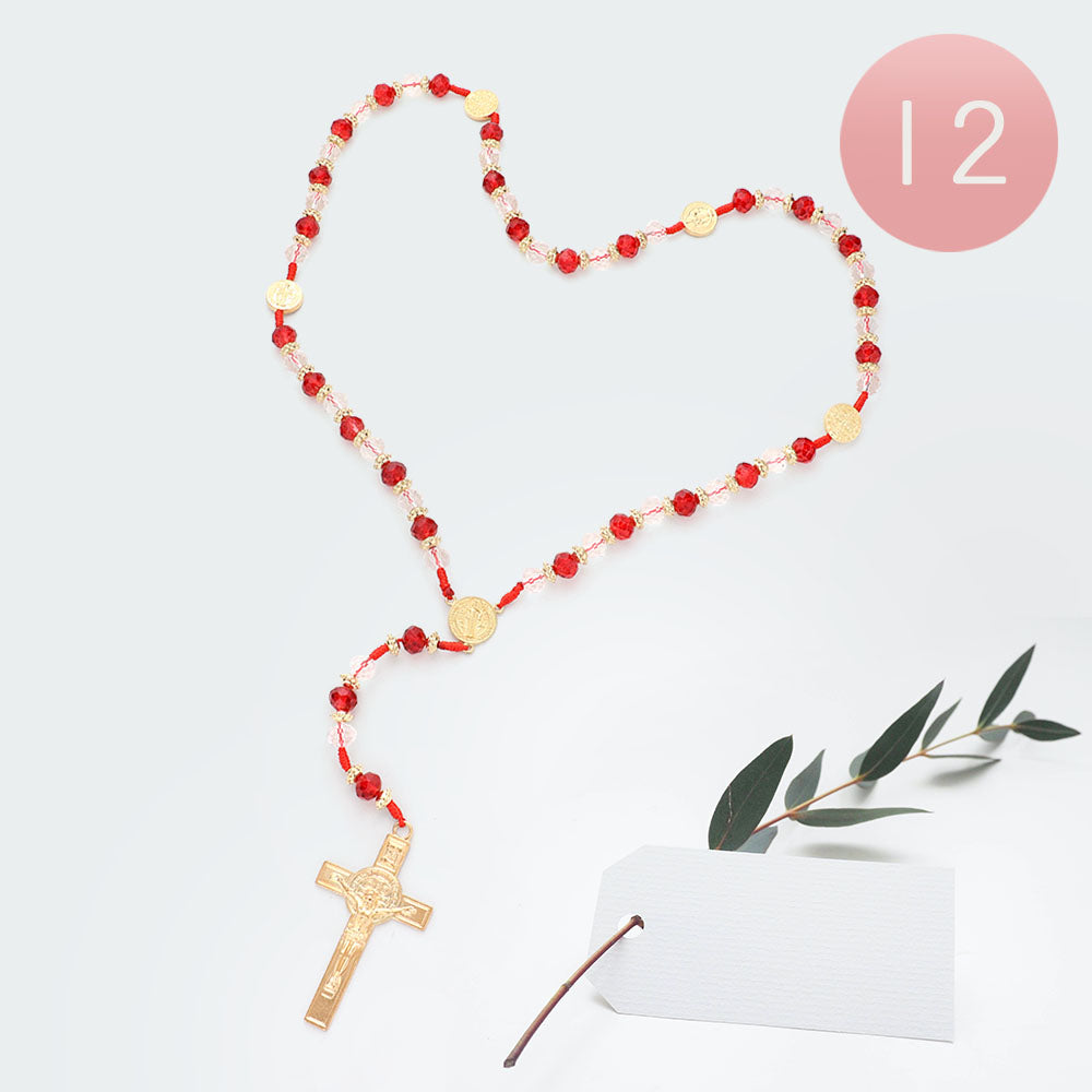 Crucifix Pendant Beaded Y Rosary Cross Necklaces (Sold by DZ=$59.88)