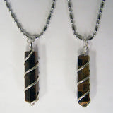 Tiger Eye Coil Wrapped Stone 24" Stainless Steel Ball Chain Necklace