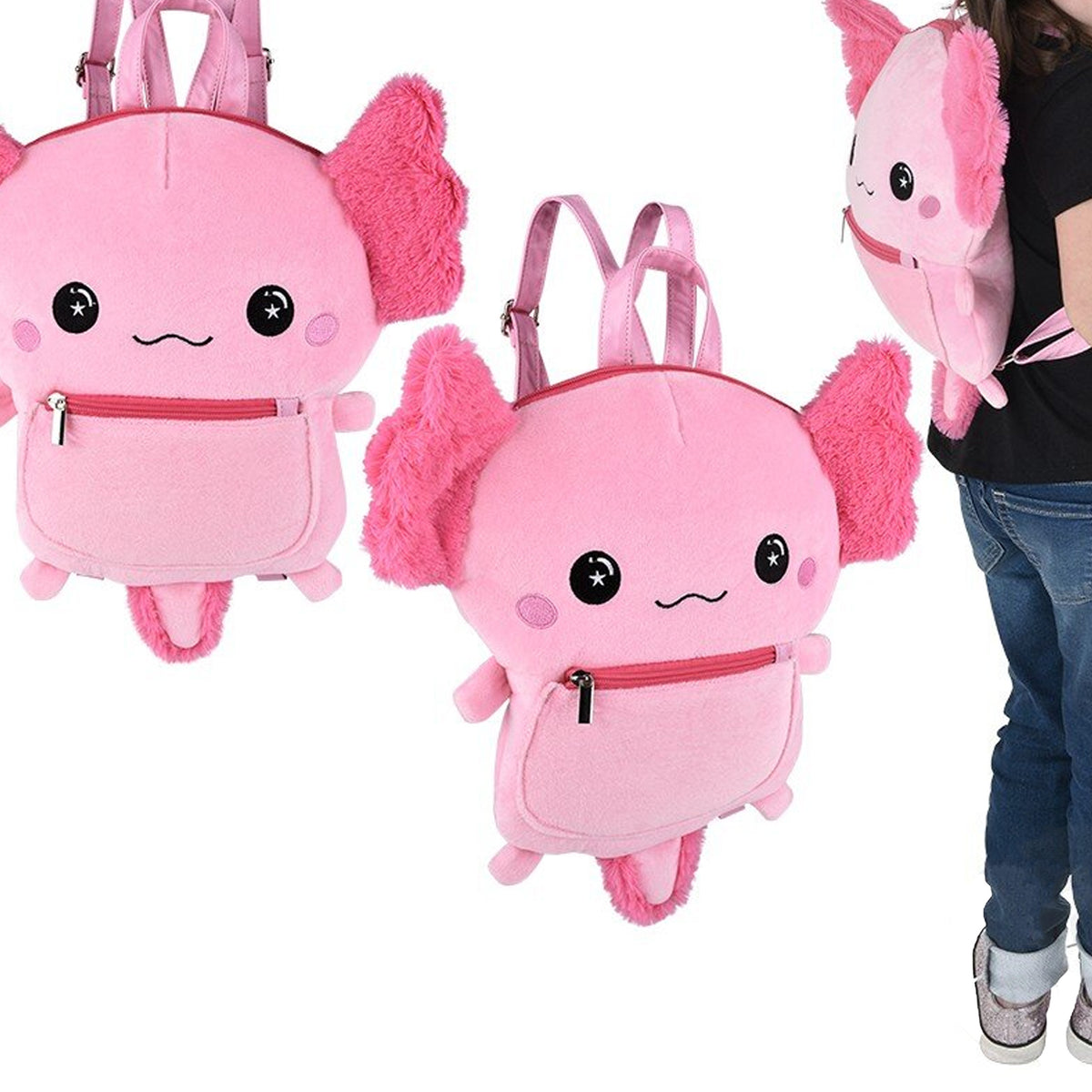 Soft and Fluffy Axolotl Plush Mini Backpack for Kids in Bulk