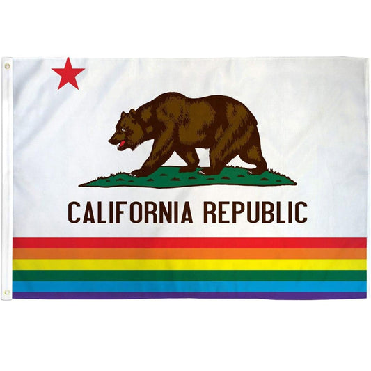 California Pride 3' x 5' Rainbow State Flag