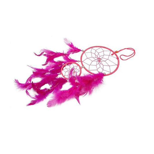 Wholesale Pink Natural Feathers Dream Catcher Wall Hanging | Vastu Art for Home/Office/Car/Shop 3.5" X 10" (sold by the piece)