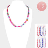 Evil Eye Station Heishi Beaded Assorted Necklaces (Sold by DZ=$23.88)