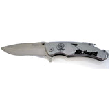 Silver Two Jima Marines Stainless Steel 8-Inch Folding Knife - Honor and Utility (Sold By Piece)