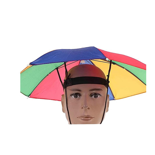 Wholesale Portable Rain Umbrella Hat - Foldable Fishing Gardening Umbrella Hat | Outdoor Sun Shade Waterproof Camping Fishing Headwear Cap Beach Head Hats (Sold by the piece or dozen)