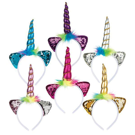 Metallic Unicorn Headband Kids Toys In Bulk