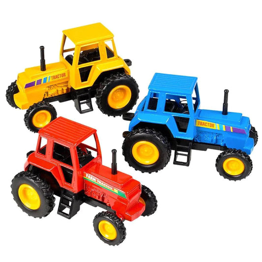 3.75" DIE-CAST PULL BACK FARM TRACTORS (Dozen = $72.99)