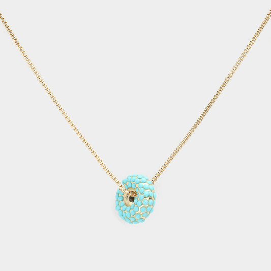 Bead Embellished Ring Pendant Necklace (1 Dozen=$108.00)