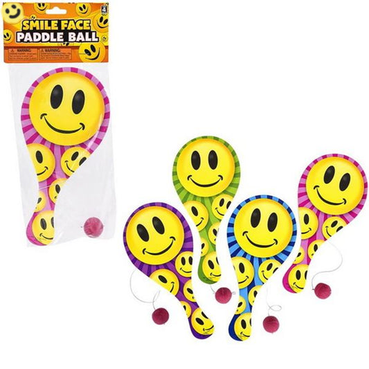 Smile Face Paddle Ball kids Toys In Bulk- Assorted