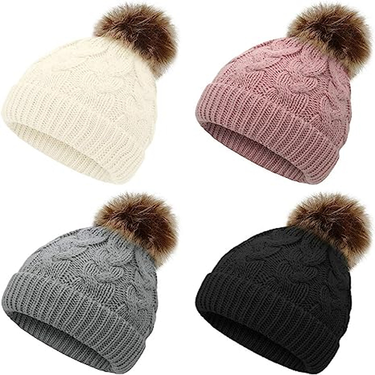 Cameron Cable Winter Hat Knit Pom Beanie Blank In Bulk