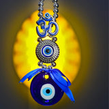 Blue Evil Eyes With OM Design With Blue Pendent Decoration Hanging Ornament For Car, Home Décor For Blessing