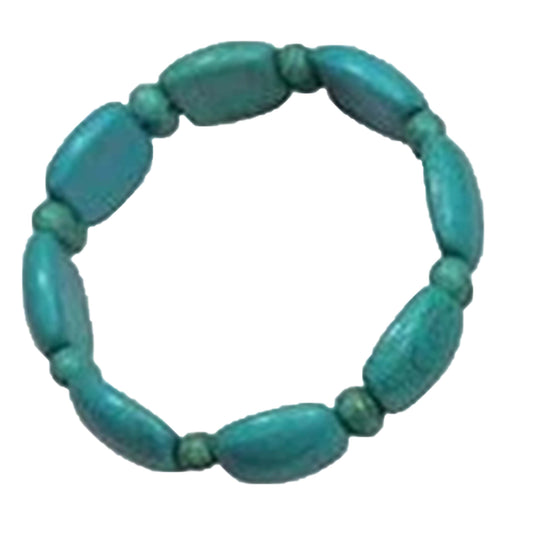 1/2" Turquoise Color Stone Stretch Bracelets - Assorted Style & Shaped Beads