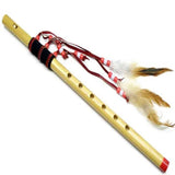 Bamboo Flutes with Feathers & Leather (Sold by the Dozen) - Assorted