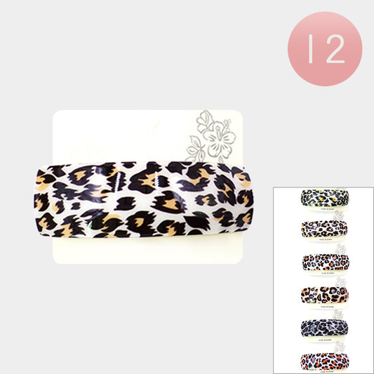 Leopard Patterned Rectangle Barrettes (Sold by DZ=$23.88)