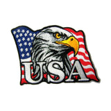 Wholesale USA Flag Eagle Head 4 Inch Embroidered Patch - Patriotic Emblem