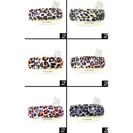 Leopard Patterned Rectangle Barrettes (Sold by DZ=$23.88)