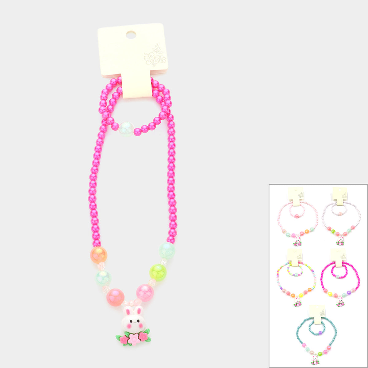 Pendant Beaded Stretch Kids Necklaces (1 Dozen=$18.00)