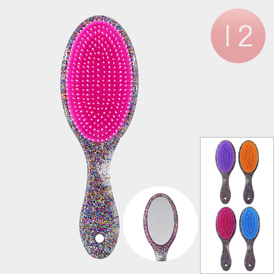 Confetti Mirror Hair Brushes -  Brushes for Styling and Detangling MOQ-12 pcs