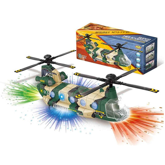 Light Up Bump & Go Military Chinook Helicopter - Exciting Toy for Kids (Sold By Piece)