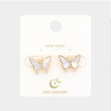 Butterfly Stud Earrings- {Sold By 4 Pcs= $31.99}