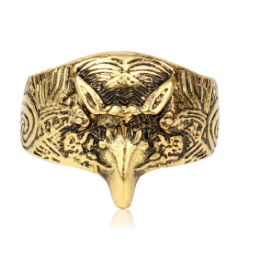 Wholesale Gold Eagle Head Designs Adjustable Metal Ring - Symbolic Jewelry