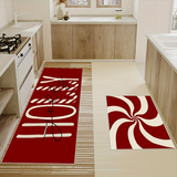 2pcs Christmas Candy Cane Kitchen Mats Set - Anti-Slip, Machine Washable, Festive Holiday Decor for Home & Dining Room (16"x24", 16"x47")