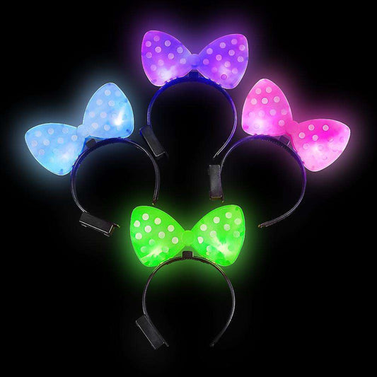 Light Up Dot Bow Headband In Bulk- Assorted