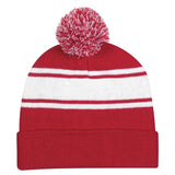 Two-Tone Knit Pom Beanie with Cuff In Bulk- Assorted