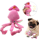 2808GP Cute Squid Plush Dog Chew Toys Funny Small Medium Dogs Squeaky Sound Rope Toy Pets Supplies