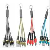 Wholesale 3-in-1 USB Squid Cable Keychain Charger for iPhone, Type C, Micro USB (ASSORTED COLORS)