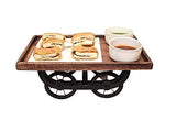 Wood Serving Rectangular Tray With Moveable Wheels