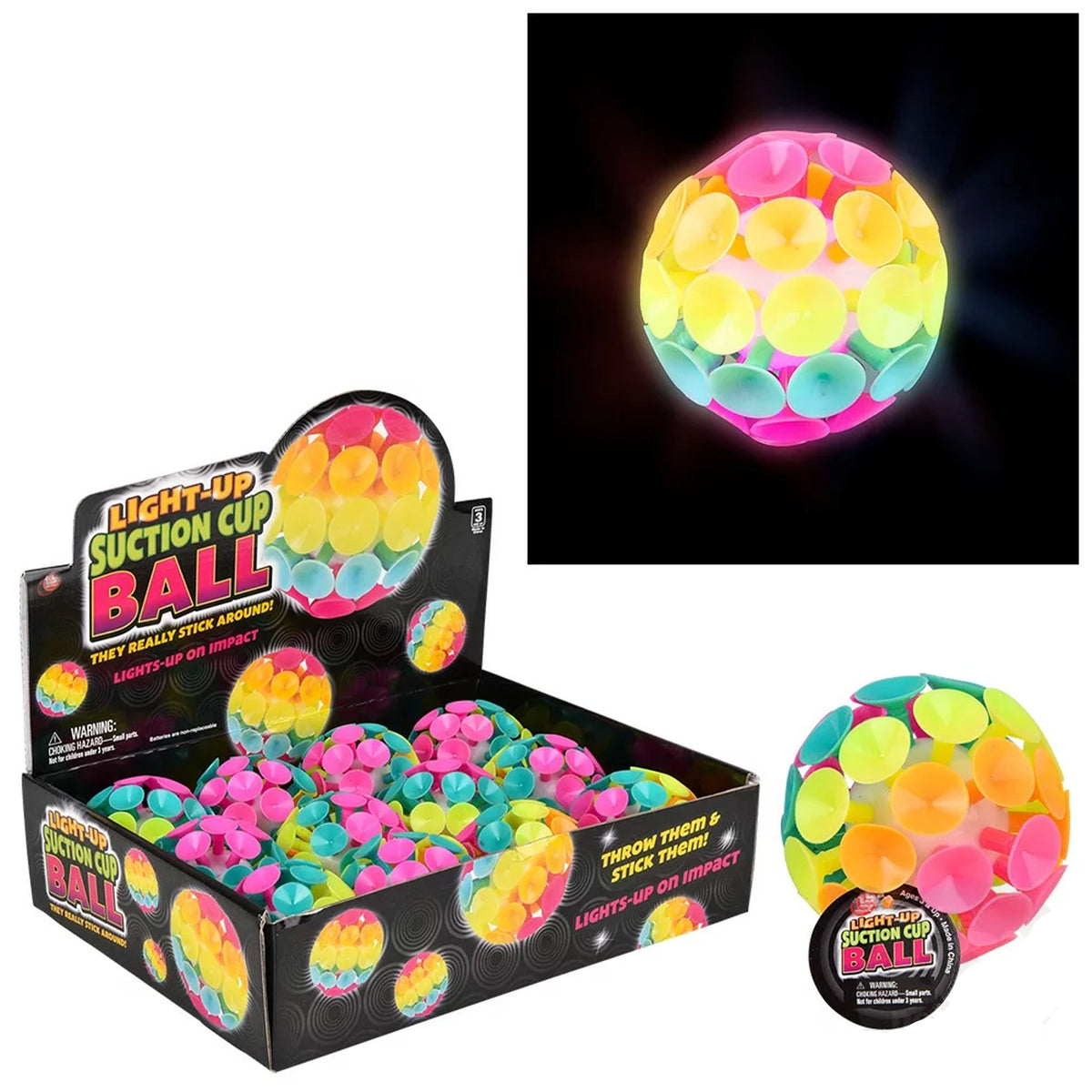 Light-Up Suction Cup Ball Kids Toy In Bulk