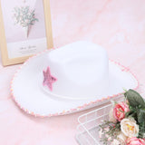 White Cowgirl Hats with Pink Sequin For Kids In Bulk