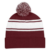 Two-Tone Knit Pom Beanie with Cuff In Bulk- Assorted