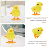 6.7" Wind Up Chicken Toy - Hopping Plush Yellow Chick