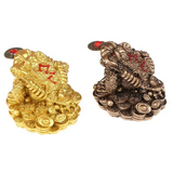 0907BA Feng Shui Toad Money LUCKY Fortune Wealth Chinese Golden Frog Toad Coin Home Office Decoration Lucky Gifts Tabletop Ornaments