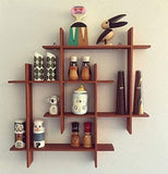 Wooden Dual Squares Wall Shelf