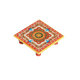 Handicrafts Paradise Intricate Floral Painted Marble Chowki