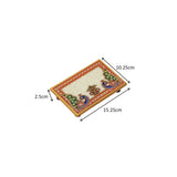 Peacock & Kalash Designed Rectangle Shape Marble Pooja Chowki