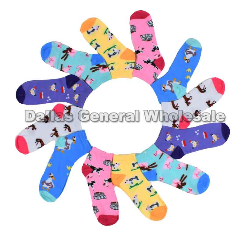 Girls Cute Animal Ankle Socks In Bulk - Assorted