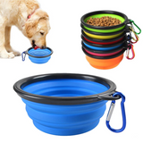 2307GP 1000ML Silicone Dog Feeder Bowl With Carabiner Folding Cat Bowl Travel Dog Feeding Supplies Food Water Container Pet Accessories